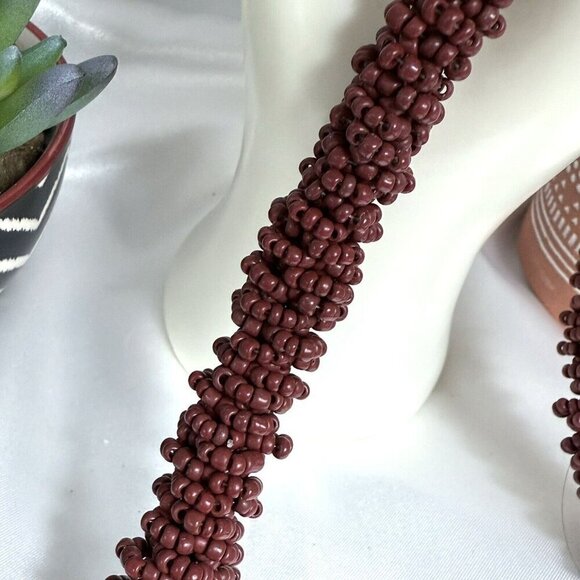 Brown Seed Bead Chunky Loop Statement Necklace - Picture 4 of 6